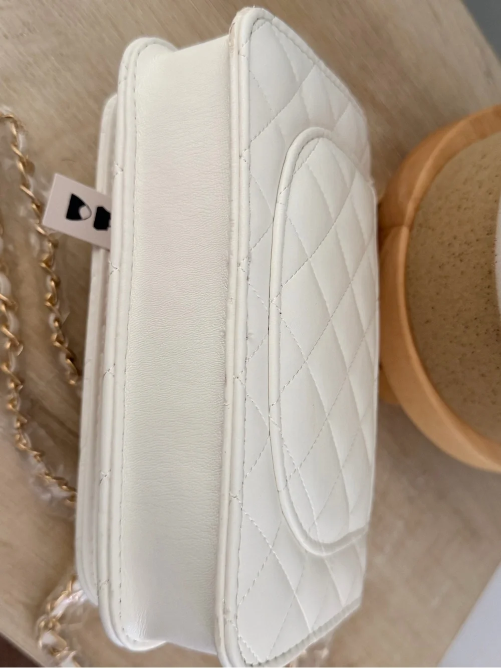 White Quilted Women's Crossbody Bag with Gold Hardware